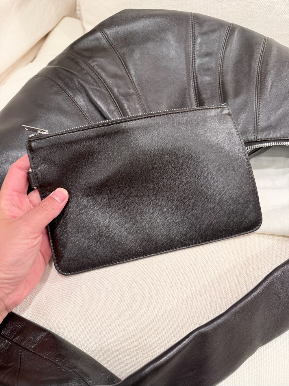 Lemaire Dark Brown Leather Crescent Belt Bag in size large - Picture 7 of 7